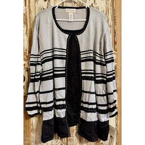 Alfred Dunner Embellished Long Sleeve 2 Fer Sweater Set - Silver - 3X (24W-26W)